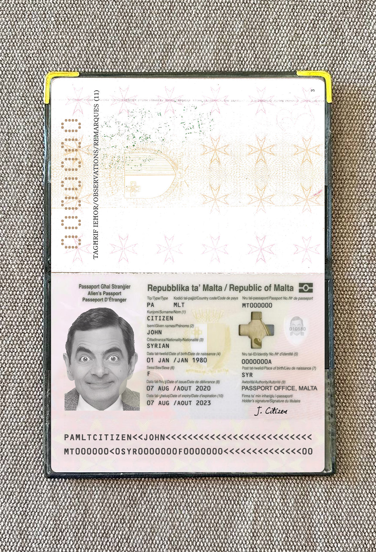 Malta passport 2020 present photolook PSD template